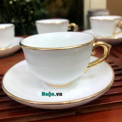 Bộ ấm chén Bát Tràng vẽ vàng 24k cao cấp AC27C