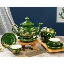 Bộ ấm chén cao cấp vẽ chim trĩ hoa phù dung AC27K Bộ ấm chén cao cấp vẽ chim trĩ hoa phù dung AC27K