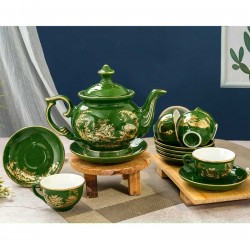 Bộ ấm chén cao cấp vẽ chim trĩ hoa phù dung AC27K Bộ ấm chén cao cấp vẽ chim trĩ hoa phù dung AC27K