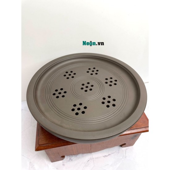 Bộ ấm chén đất nung Bát Tràng đắp nổi hoa lan AC01A