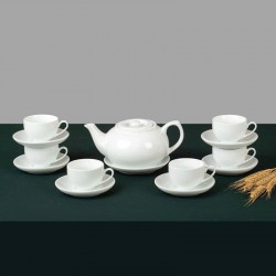 Bộ ấm trà sứ trắng Bát Tràng dáng nắp lõm AC77 Bộ ấm trà sứ trắng Bát Tràng dáng nắp lõm AC77