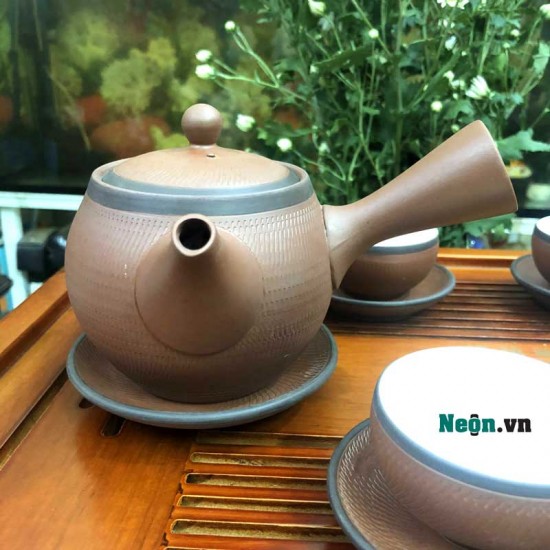 Bộ ấm chén tử sa chuôi nhật ống AC09