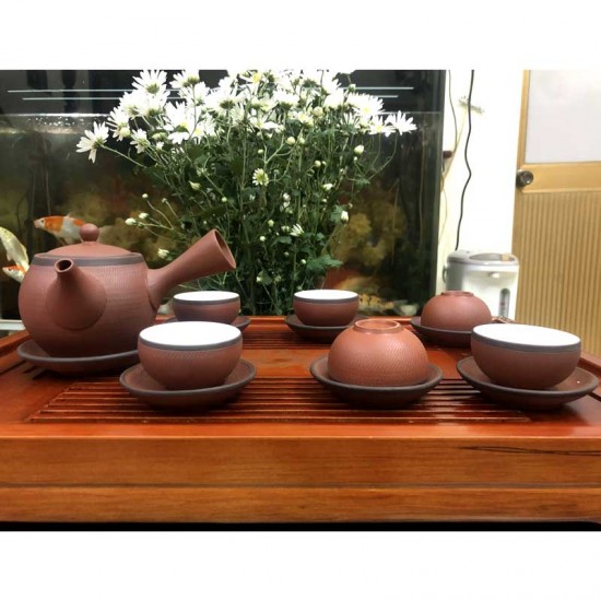 Bộ ấm chén tử sa chuôi nhật ống AC09