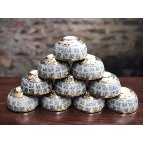 Bộ bát đũa thắp hương men rạn Bát Tràng bọc đồng CD02 Bộ bát đũa thắp hương men rạn Bát Tràng bọc đồng CD02
