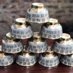 Bộ bát đũa thắp hương men rạn Bát Tràng bọc đồng CD04 Bộ bát đũa thắp hương men rạn Bát Tràng bọc đồng CD04