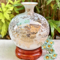 Bình hút lộc vẽ vàng chim công hoa phú quý BL22B