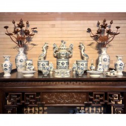 Bộ đồ thờ Bát Tràng cao cấp 14 món DT22 Bộ đồ thờ Bát Tràng cao cấp 14 món DT22