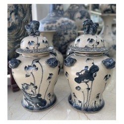 Chóe đựng rượu cao cấp vẽ hoa sen men rạn Bát Tràng CE02