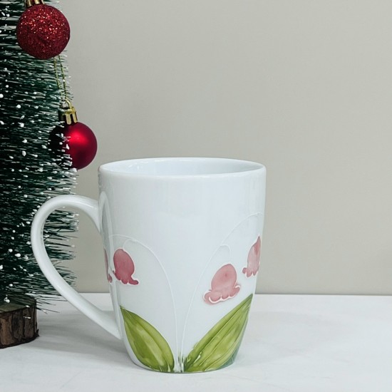 Cốc (Ly) sứ trắng vẽ hoa nổi Bát Tràng Cốc (Ly) sứ trắng vẽ hoa nổi Bát Tràng