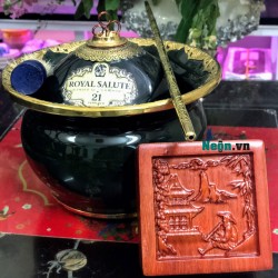 Điếu bát Chivas 21 xanh rêu bát thắt bọc đồng DB233