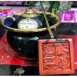 Điếu bát Chivas 21 xanh rêu bát thắt bọc đồng DB233 Điếu bát Chivas 21 xanh rêu bát thắt bọc đồng DB233