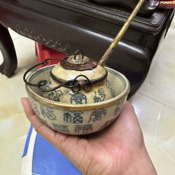 Điếu bát mini giả cổ men rạn số 1