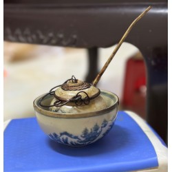 Điếu bát mini giả cổ men rạn vẽ sơn thủy số 2 Điếu bát mini giả cổ men rạn vẽ sơn thủy số 2