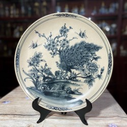 Đĩa gốm sứ men rạn Bát Tràng Chim Công Đào D21 Đĩa gốm sứ men rạn Bát Tràng Chim Công Đào D21