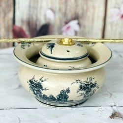 Điếu bát men rạn họa tiết Trúc lâm Bát Tràng DB09E Điếu bát men rạn họa tiết Trúc lâm Bát Tràng DB09E