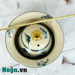 Điếu bát men rạn họa tiết Trúc lâm Bát Tràng DB09E Điếu bát men rạn họa tiết Trúc lâm Bát Tràng DB09E