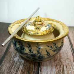 Điếu bát men rạn giả cổ bọc đồng DB12