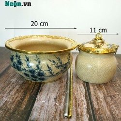 Điếu bát men rạn giả cổ bọc đồng DB12 Điếu bát men rạn giả cổ bọc đồng DB12