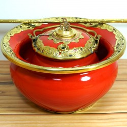 Điếu bát hút thuốc lào đỏ cam bọc đồng DB21 Điếu bát hút thuốc lào đỏ cam bọc đồng DB21