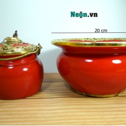 Điếu bát hút thuốc lào đỏ cam bọc đồng DB21 Điếu bát hút thuốc lào đỏ cam bọc đồng DB21