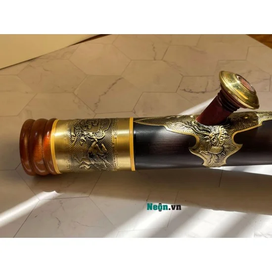Điếu cày rút bằng tre bọc đồng 44cm DC10D-Shop gốm online