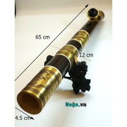 Điếu cày tre đen giả lên nước bọc đồng 3 khúc DC09A