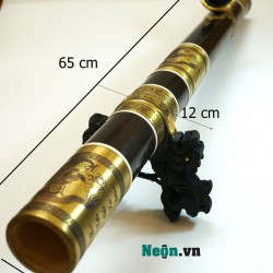 Điếu cày tre đen giả lên nước bọc đồng 3 khúc DC09A