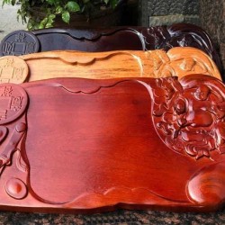 Khay trà đào tiên bằng gỗ hương KT09