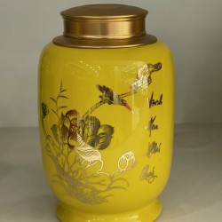 Bình đựng trà vẽ vàng LC03A