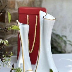 Bộ 2 bình gốm decor nghệ thuật vẽ nhũ vàng DE03