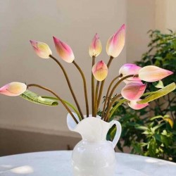 Lọ hoa dáng bình sữa miệng lá trắng khử LH027