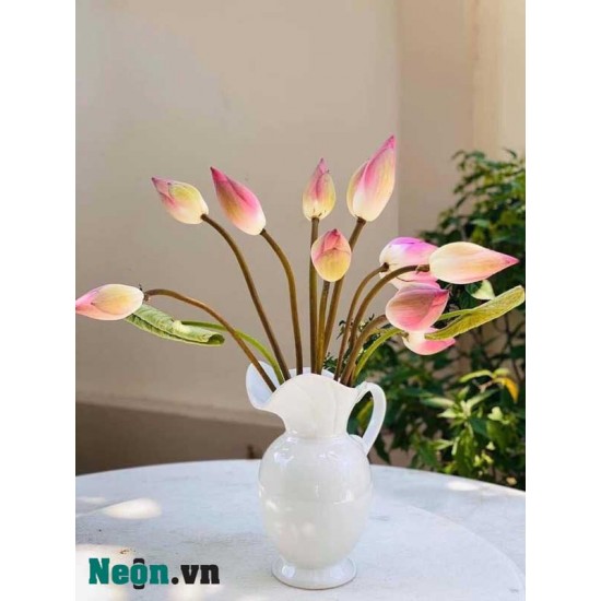 Lọ hoa dáng bình sữa miệng lá trắng khử LH027