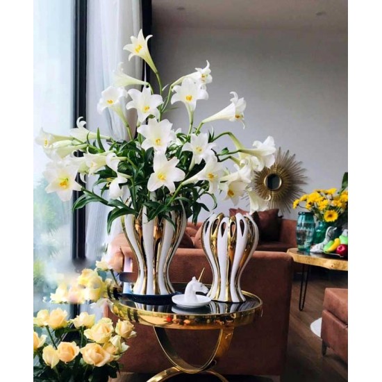 Lọ hoa dáng bàn tay Phật vẽ vàng LH034