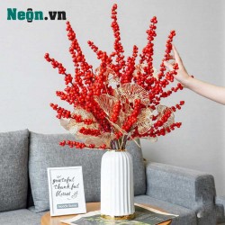 Lọ hoa dáng lồng chim trắng vẽ vàng LH041