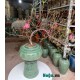 Bình hoa khắc nổi trống đồng xanh ngọc LH12