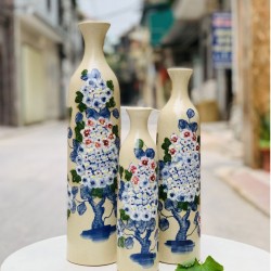 Bộ 3 chai cổ thắt cẩm tú cầu LH13