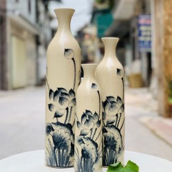 Bộ 3 chai miệng loe hoa sen LH13A Bộ 3 chai miệng loe hoa sen LH13A