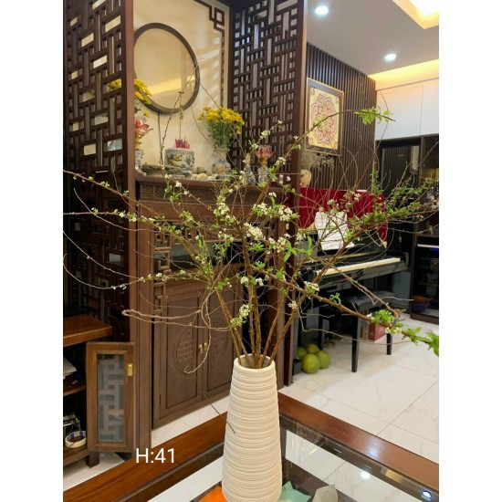 Lọ (bình) hoa trắng dáng lò xo xoắn LH017