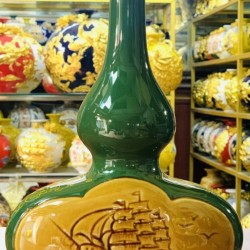 Nậm rượu Bát Tràng men màu xanh lá NR06X