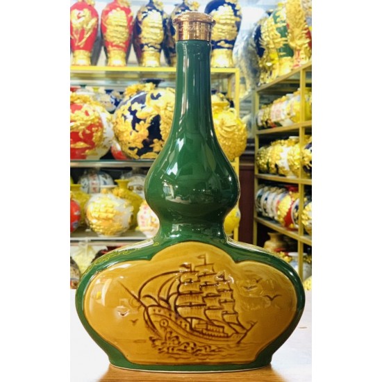 Nậm rượu Bát Tràng men màu xanh lá NR06X