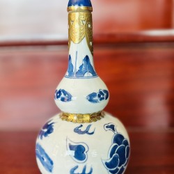 Nậm vẽ phượng men lam bọc đồng 500ml NR05A Nậm vẽ phượng men lam bọc đồng 500ml NR05A