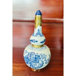 Nậm vẽ mai chí thọ men lam bọc đồng 500ml NR05B