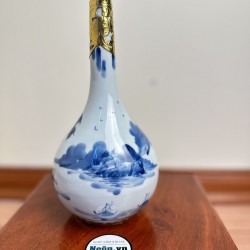 Nậm vẽ sơn thủy men lam bọc đồng 500ml NR09 Nậm vẽ sơn thủy men lam bọc đồng 500ml NR09