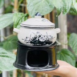 Nồi sứ hâm nóng thức ăn kèm chân bếp NH01
