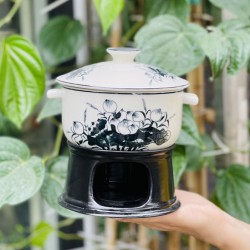 Nồi sứ hâm nóng thức ăn kèm chân bếp NH01 Nồi sứ hâm nóng thức ăn kèm chân bếp NH01