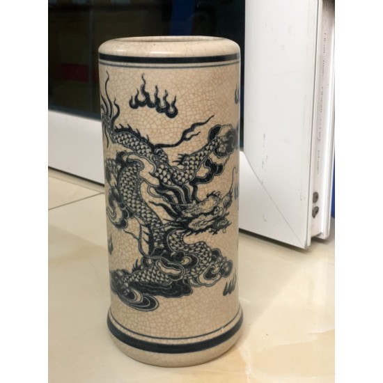 Ống hương men rạn giả cổ vẽ hình rồng OH01