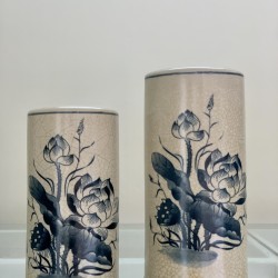 Ống hương men rạn giả cổ vẽ hoa sen OH02