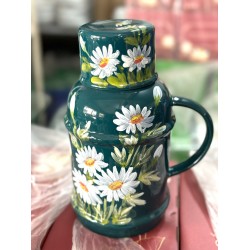 Phích nước sứ Bát Tràng xanh cổ vịt vẽ hoa cúc trắng Phích nước sứ Bát Tràng xanh cổ vịt vẽ hoa cúc trắng