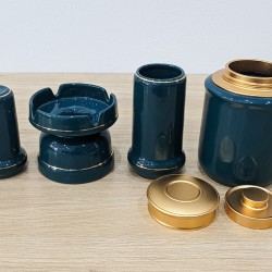 Bộ ấm trà đẹp vẽ vàng xanh cổ vịt cảnh đồng quê AC85