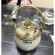 Phụ kiện quả điếu bát men rạn giả cổ bọc đồng